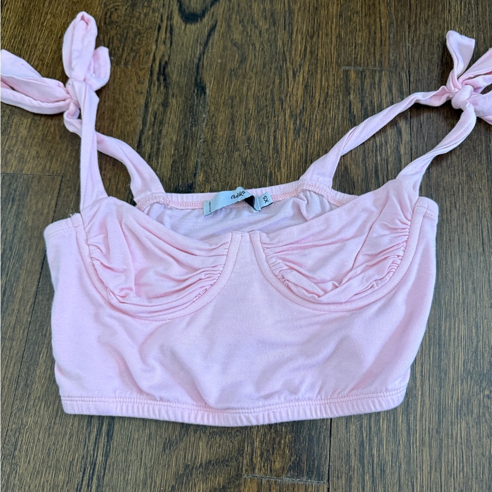 Alo Yoga Pink Ruched Crop Top